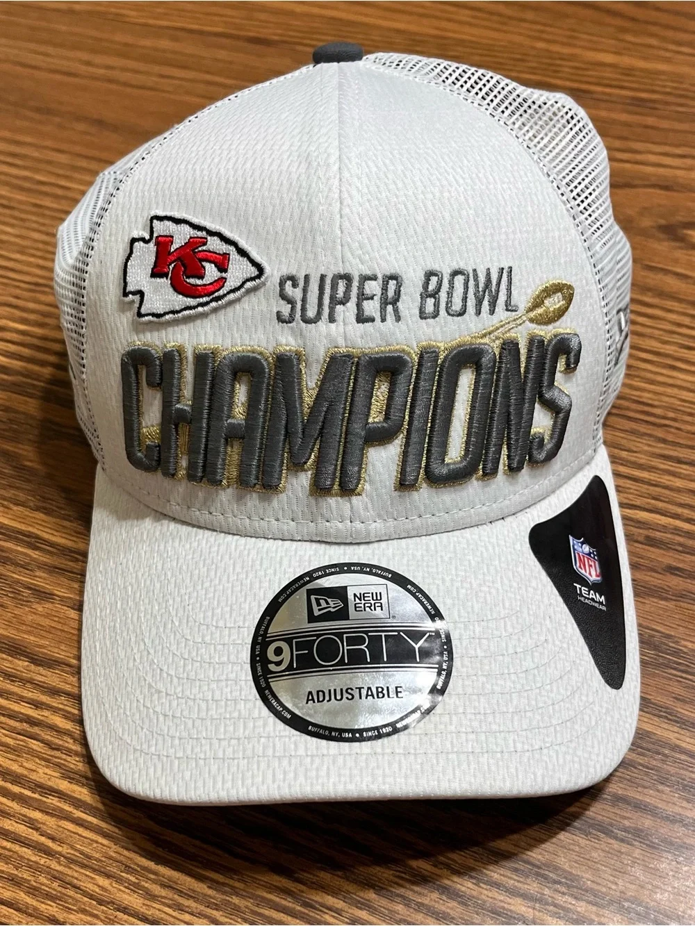 New Era White Kansas City Chiefs Super Bowl Champions 9FORTY Adjustable Hat